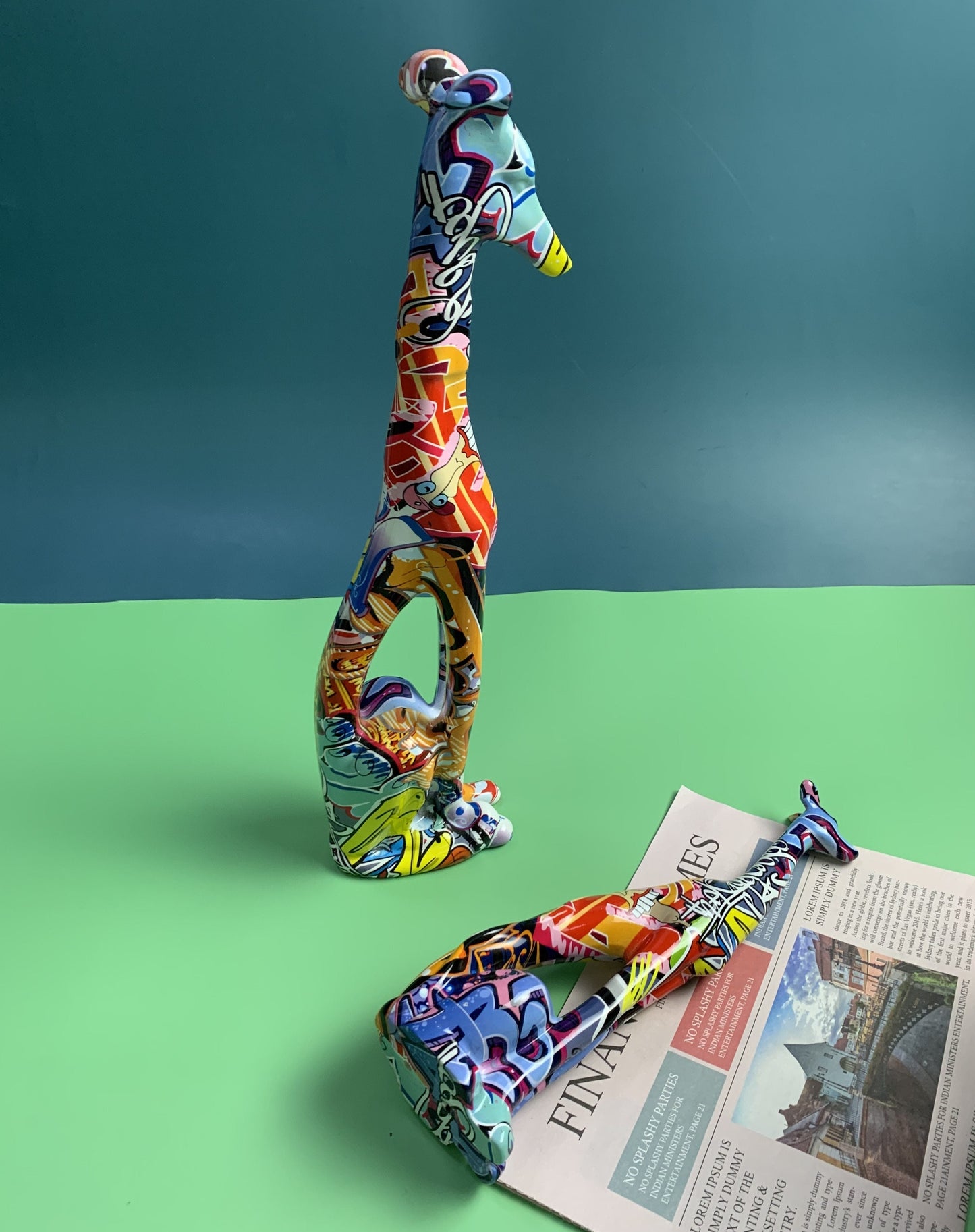 Painted Graffiti Doberman Dog Artisan Decor