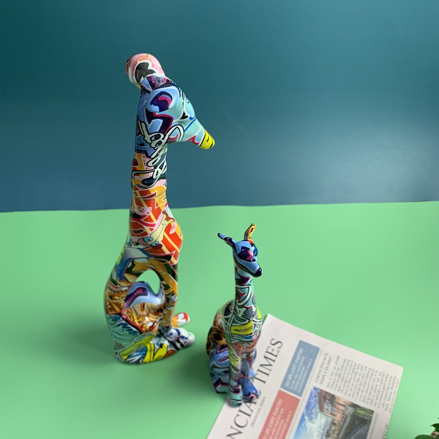 Painted Graffiti Doberman Dog Artisan Decor