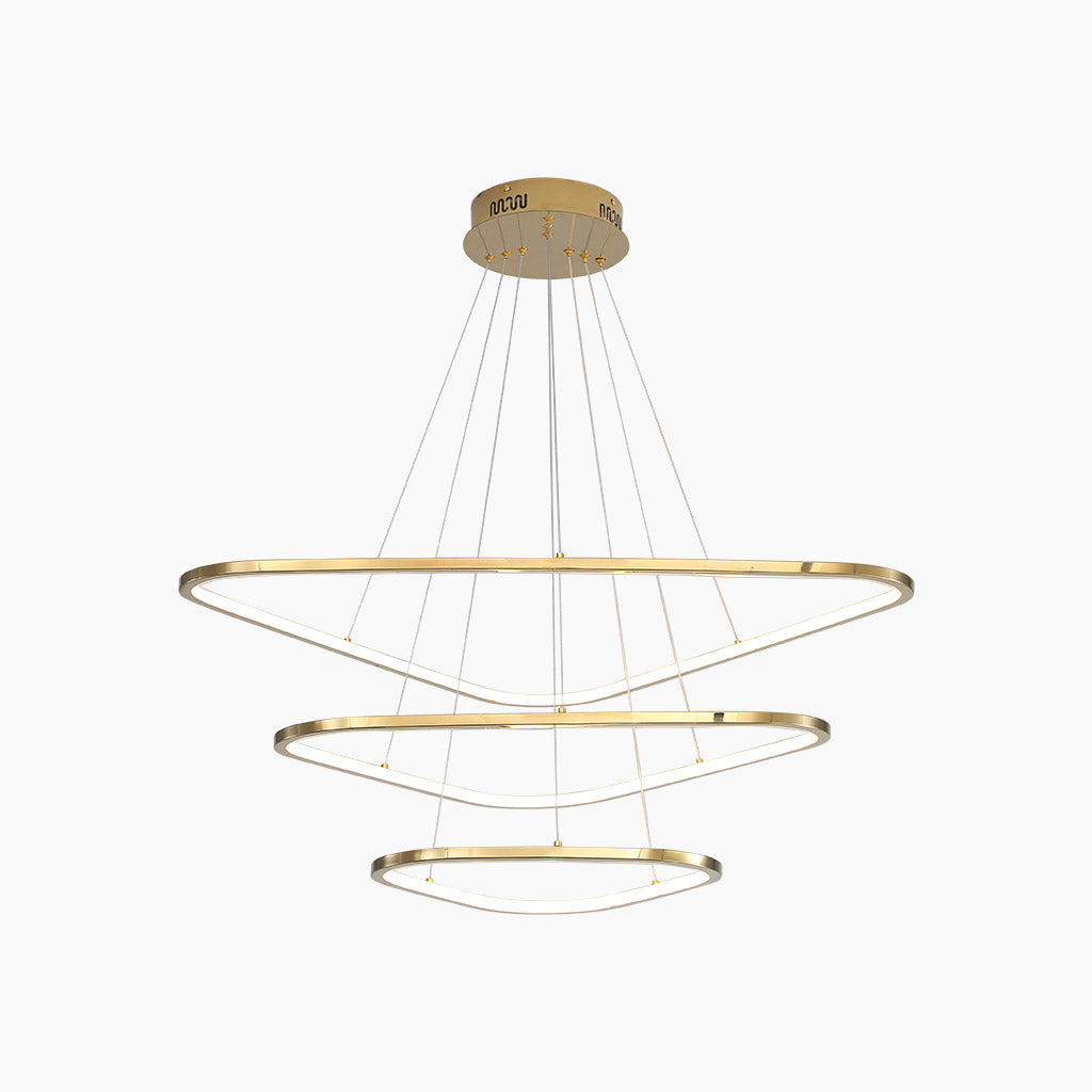 Chandelier Modern LED Dimmable Triangle Stainless Steel, Gold