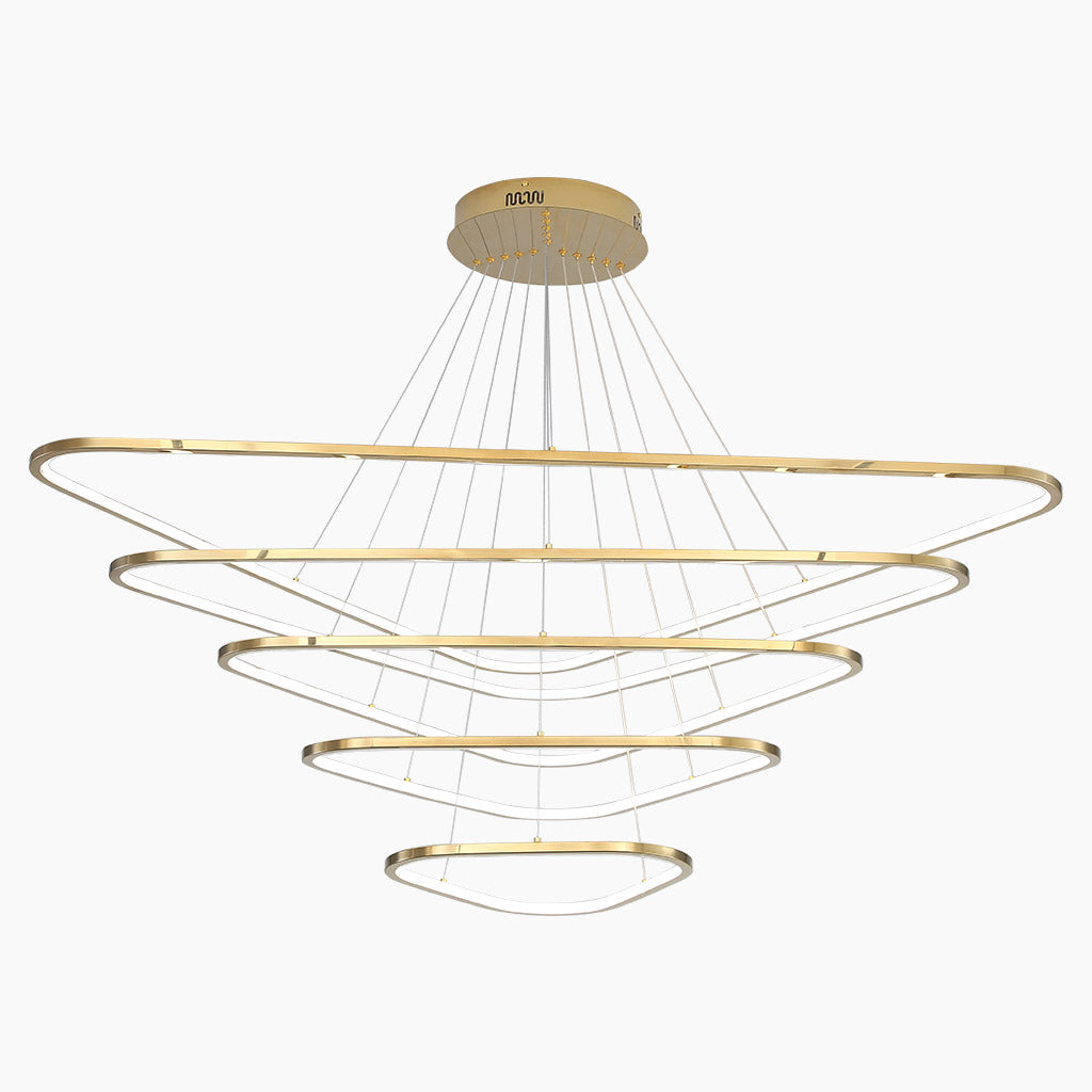 Chandelier Modern LED Dimmable Triangle Stainless Steel, Gold