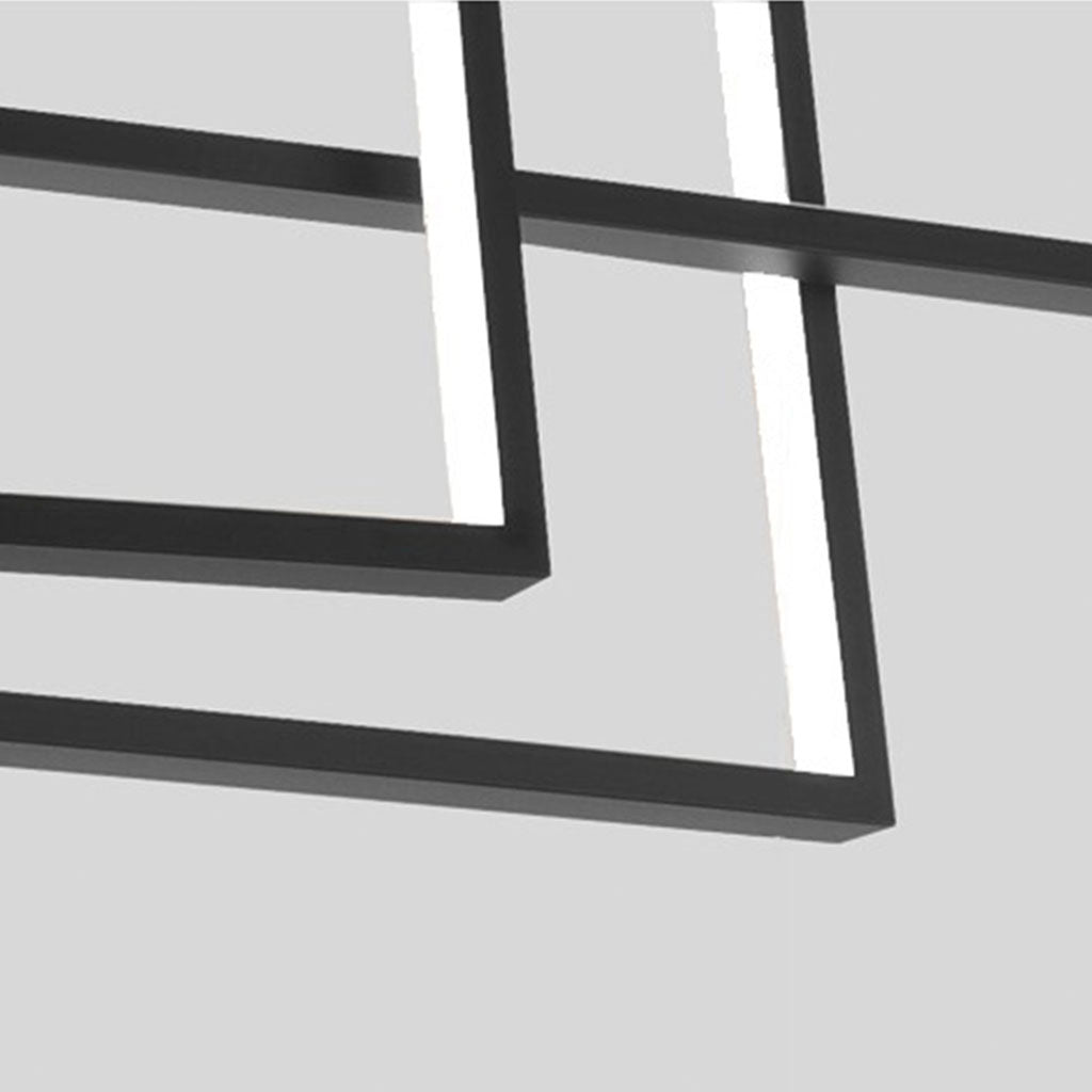 Chandelier Pendant Light Modern LED Geometric Linear Rectangle, Black