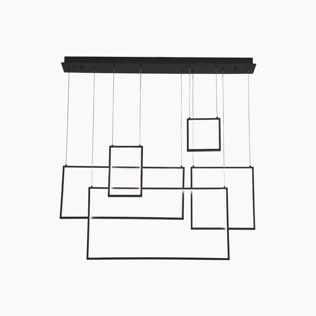Chandelier Pendant Light Modern LED Geometric Linear Rectangle, Black