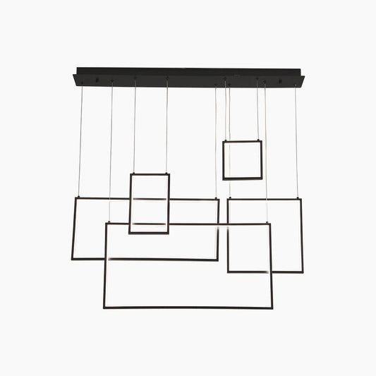 Chandelier Pendant Light Modern LED Geometric Linear Rectangle, Black