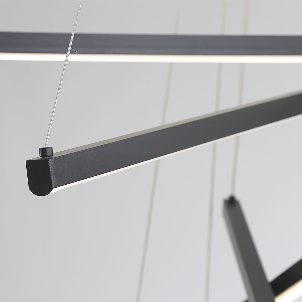 Chandelier Modern LED Cross High Ceiling for Lobby & Stair, Black