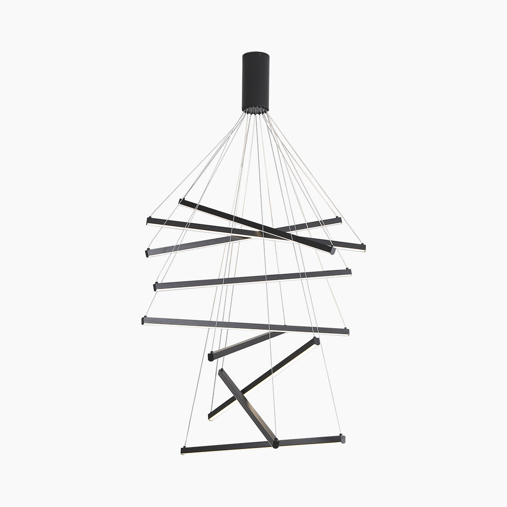 Chandelier Modern LED Cross High Ceiling for Lobby & Stair, Black