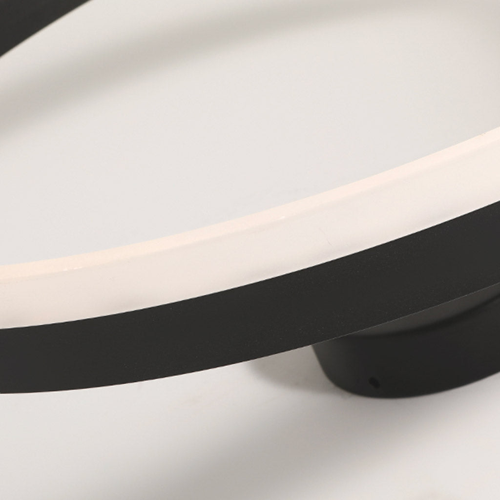 Ceiling Light Semi Flush Modern Round Ring Iron, Black/White