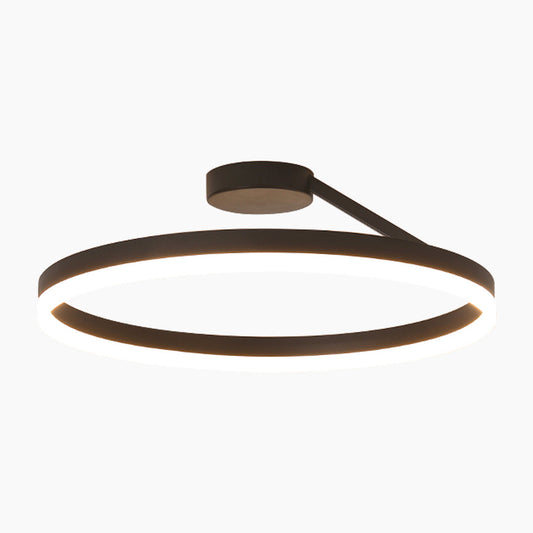 Ceiling Light Semi Flush Modern Round Ring Iron, Black/White