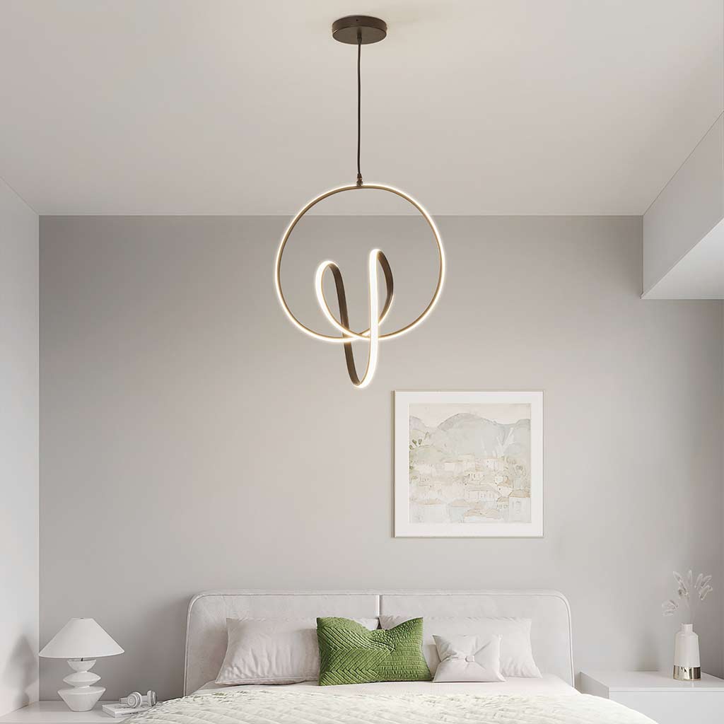 Pendant Chandelier Ceiling Light LED Modern Abstract Ring Curve
