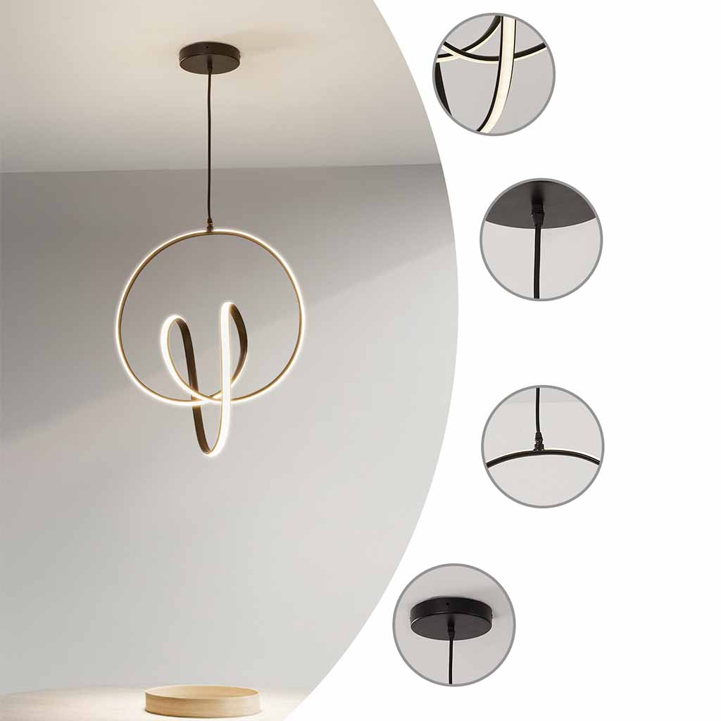 Pendant Chandelier Ceiling Light LED Modern Abstract Ring Curve