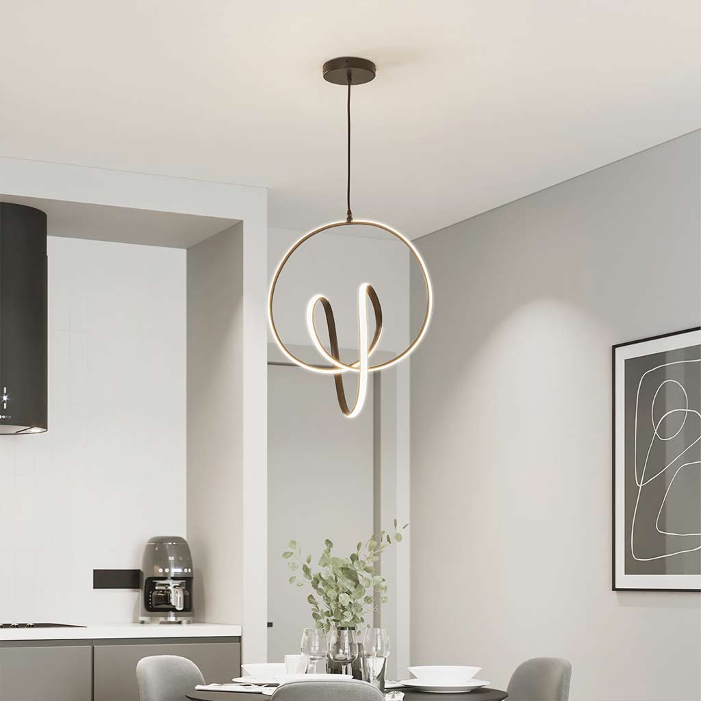 Pendant Chandelier Ceiling Light LED Modern Abstract Ring Curve