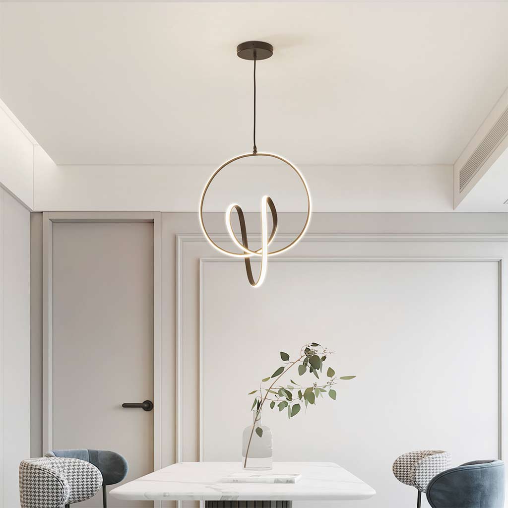Pendant Chandelier Ceiling Light LED Modern Abstract Ring Curve