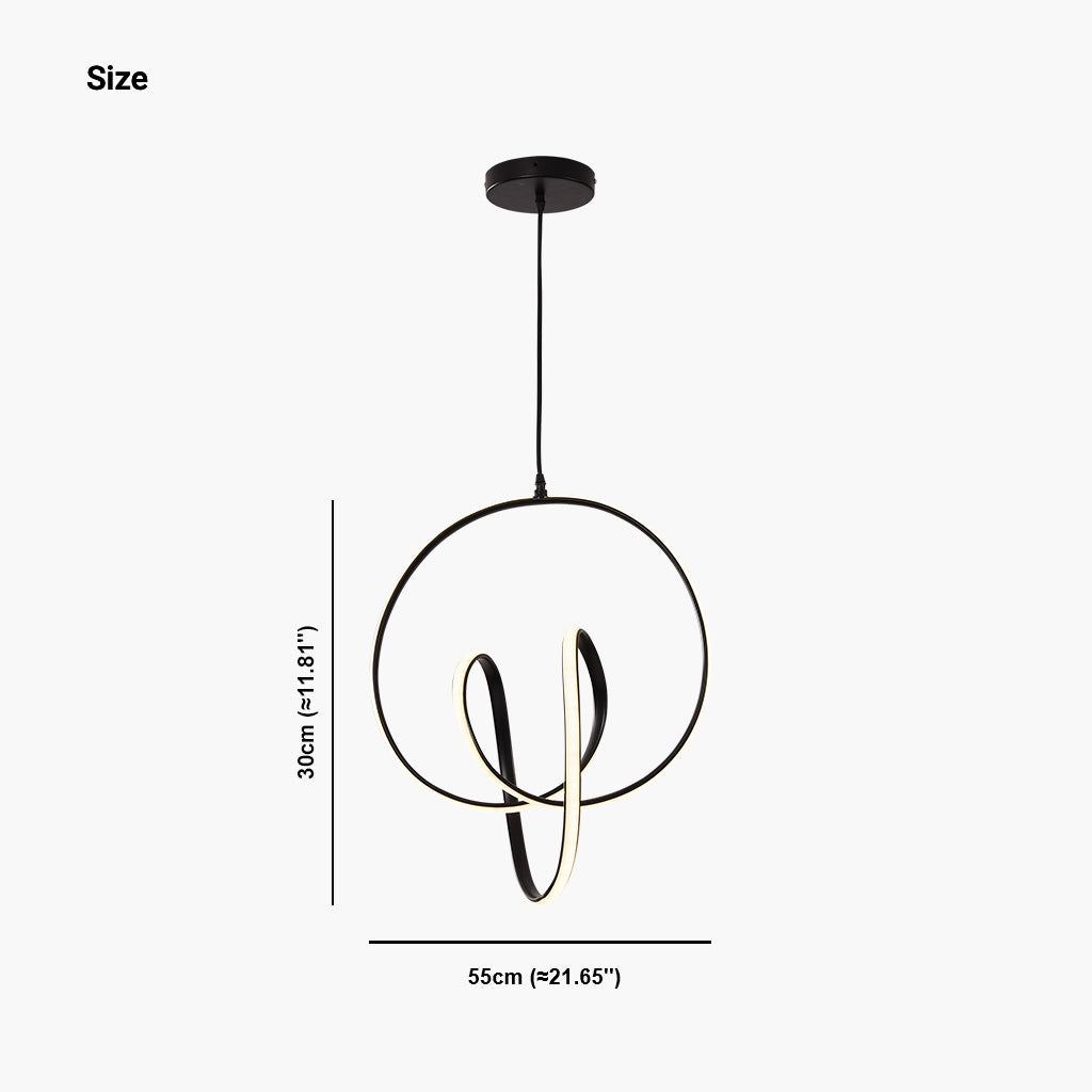 Pendant Chandelier Ceiling Light LED Modern Abstract Ring Curve