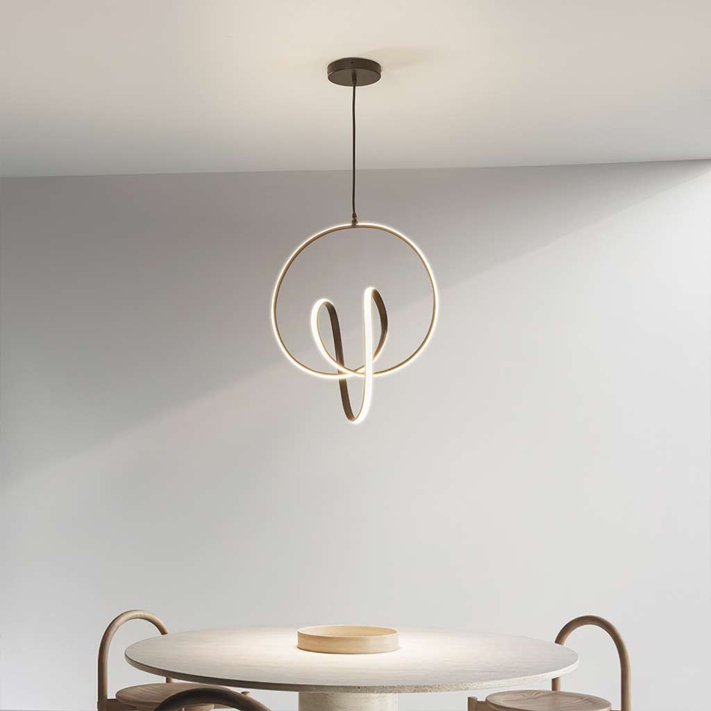 Pendant Chandelier Ceiling Light LED Modern Abstract Ring Curve