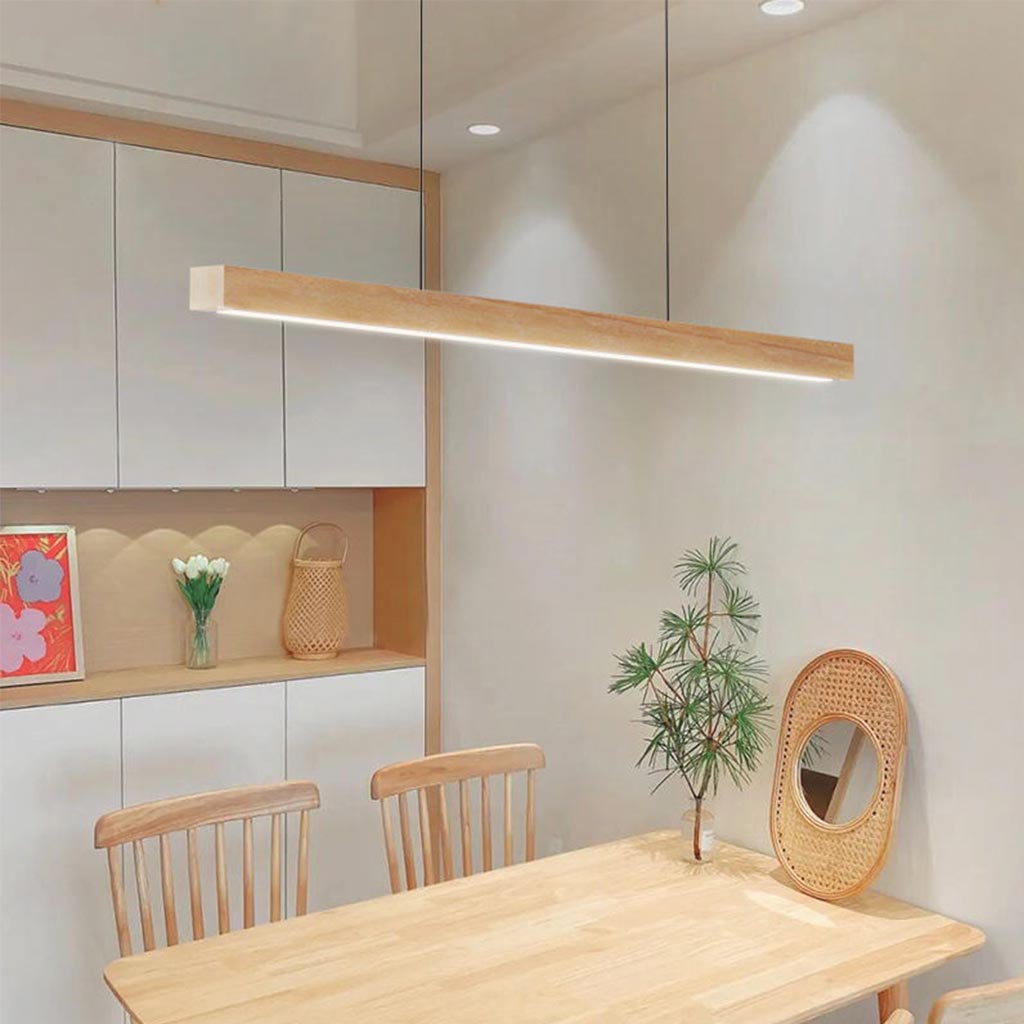 Pendant Lighting Modern Minimalist Linear, Wood