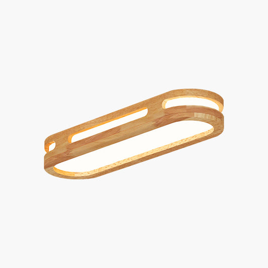 Flush Mount Ceiling Light Modern Rectangular, Wood Acrylic