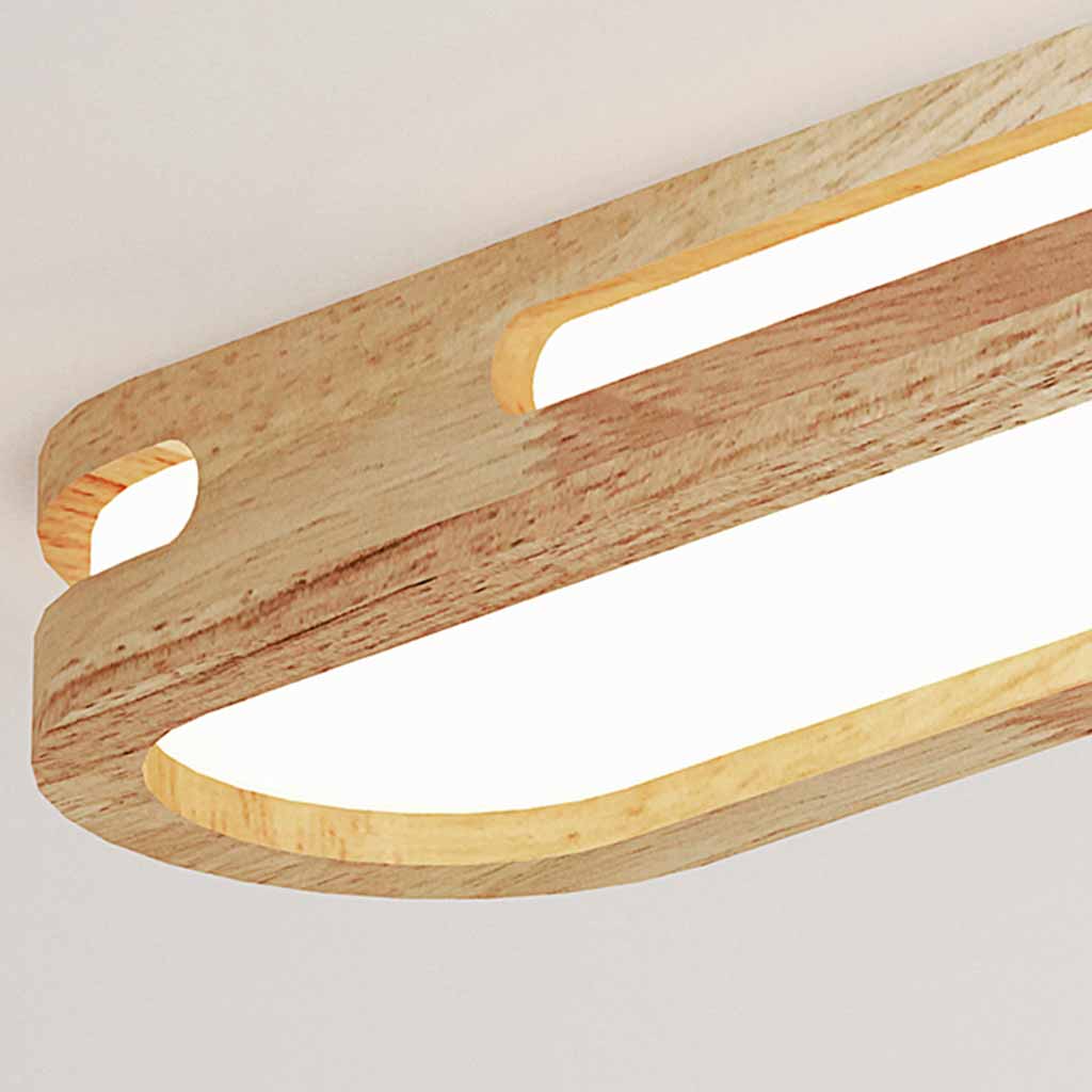 Flush Mount Ceiling Light Modern Rectangular, Wood Acrylic