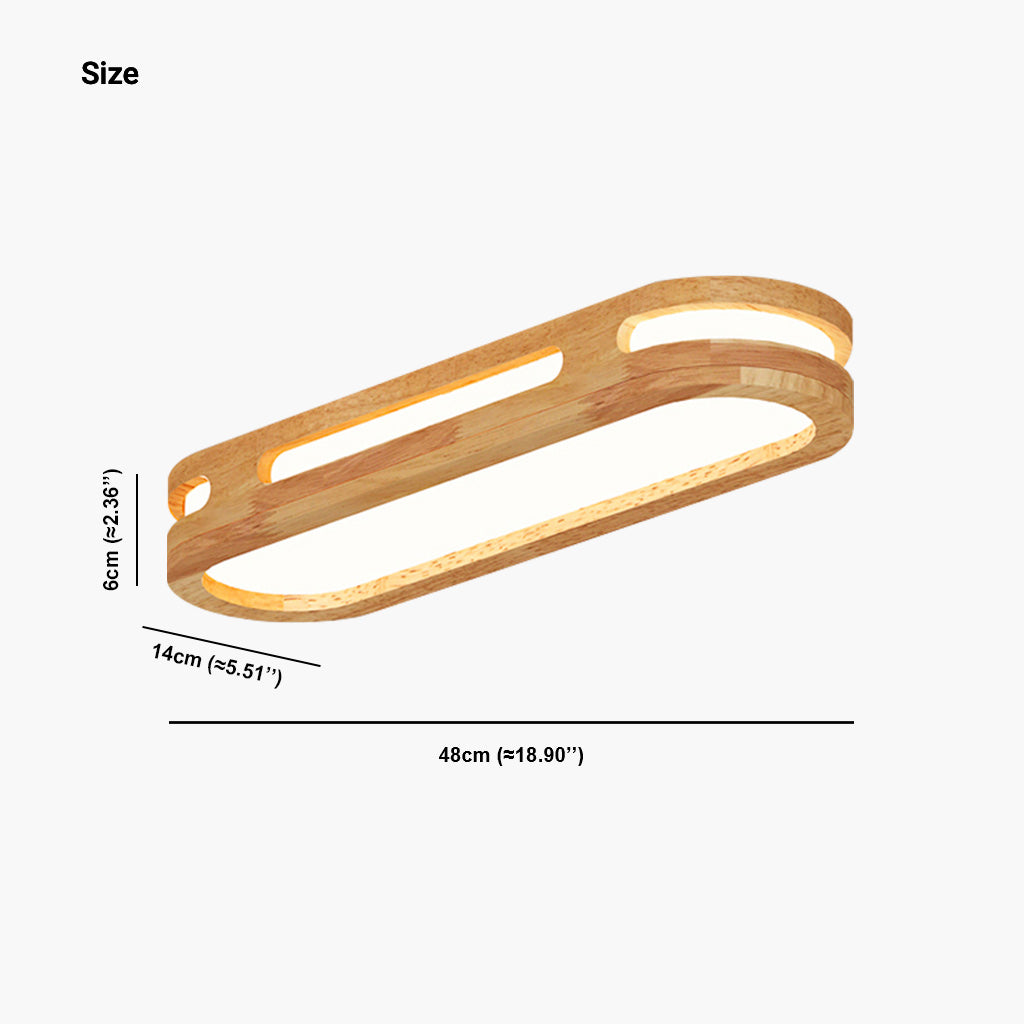Flush Mount Ceiling Light Modern Rectangular, Wood Acrylic