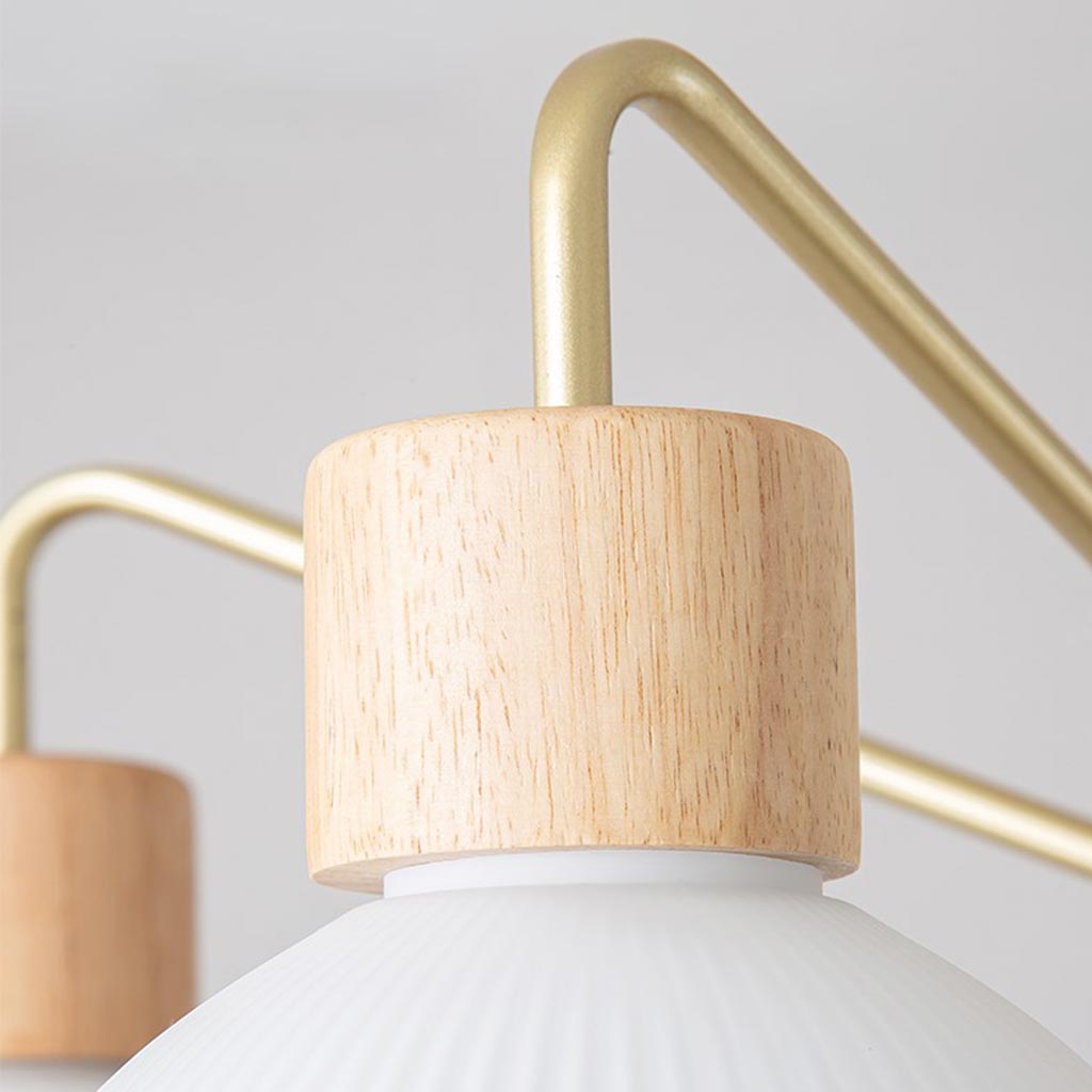 Semi Flush Mount Ceiling Light Chandelier Modern for Living Room, Wood & Glass