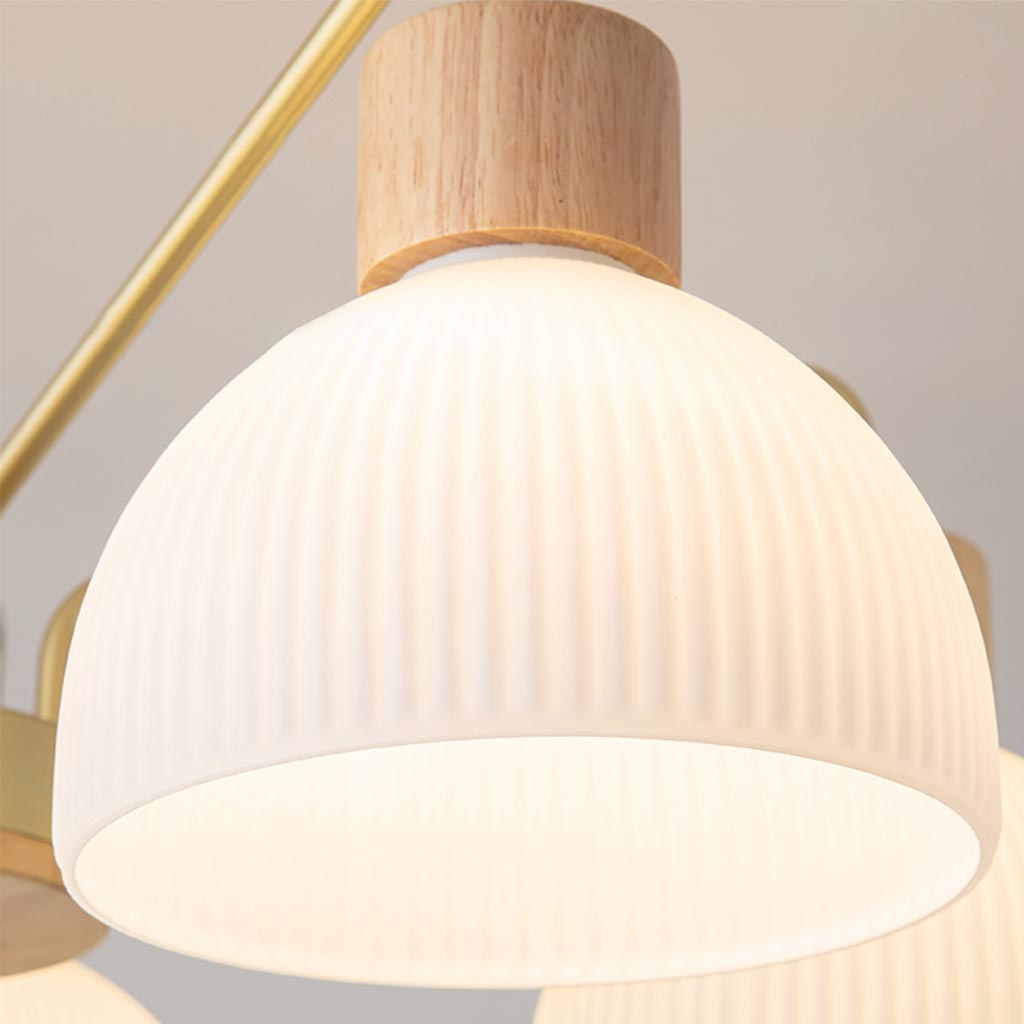 Semi Flush Mount Ceiling Light Chandelier Modern for Living Room, Wood & Glass