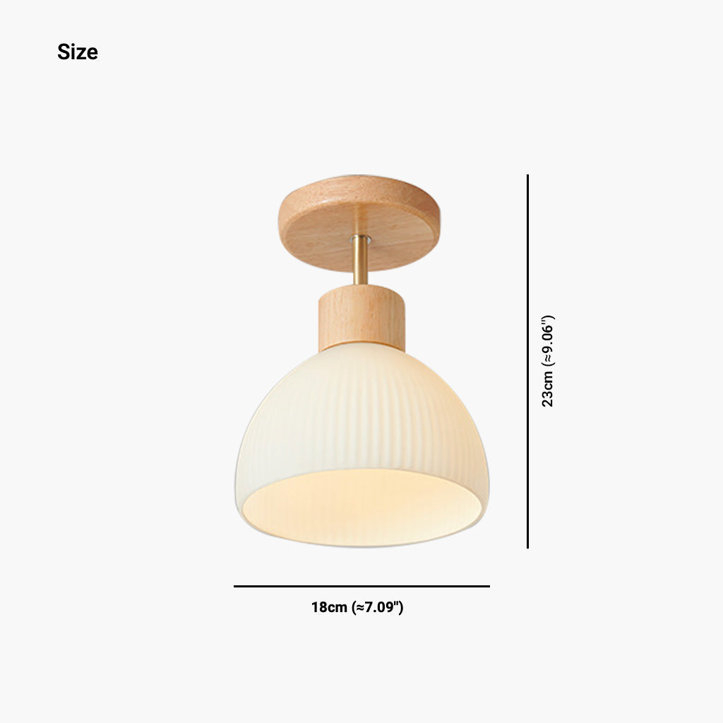 Semi Flush Mount Ceiling Light Chandelier Modern for Living Room, Wood & Glass