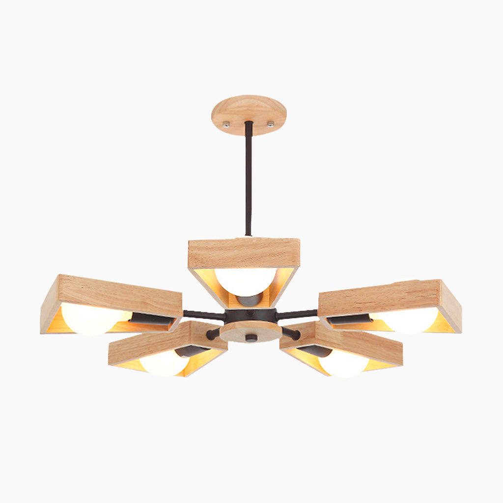 Chandelier Modern Metal Wood and Iron, Black