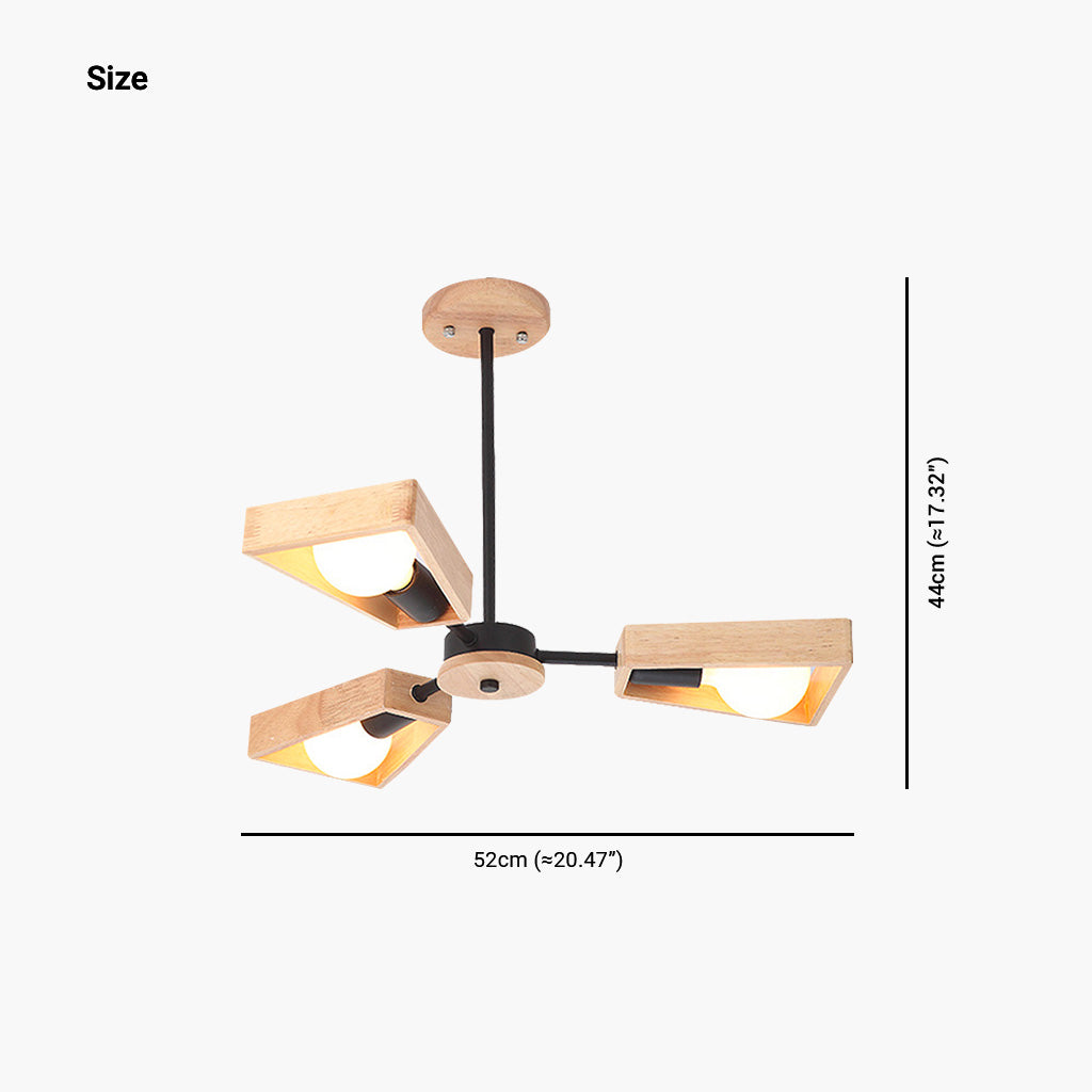 Chandelier Modern Metal Wood and Iron, Black