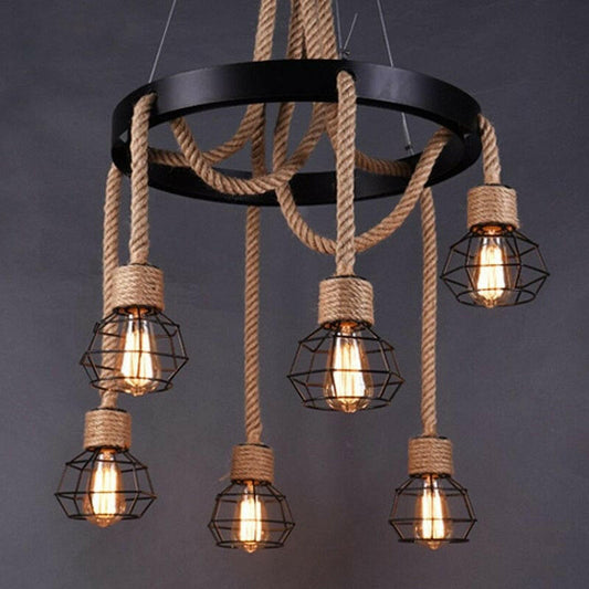 Montana Vintage Hemp Rope Chandelier