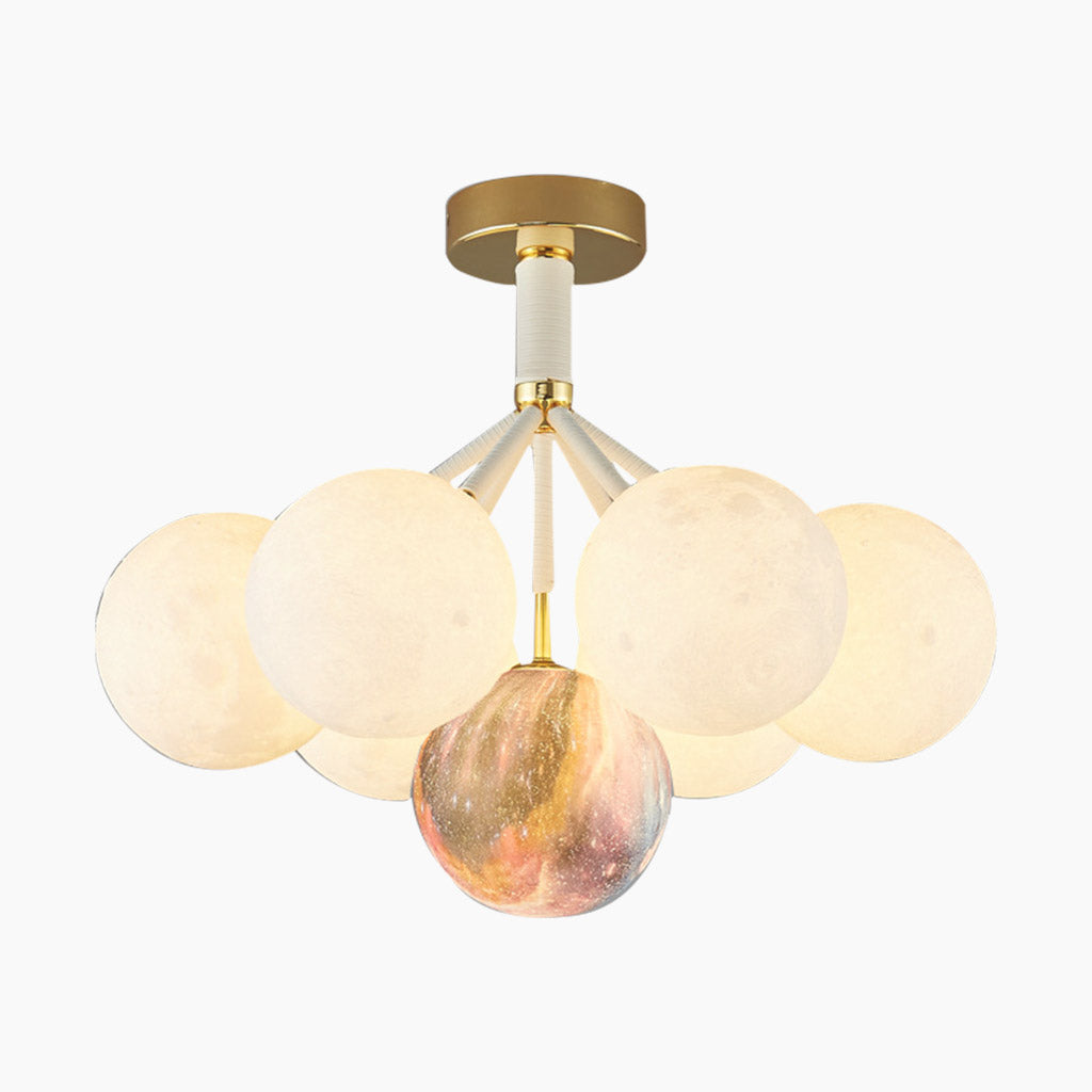Chandelier Ceiling Light Fixture Bubble Nordic 3D Printed Moon
