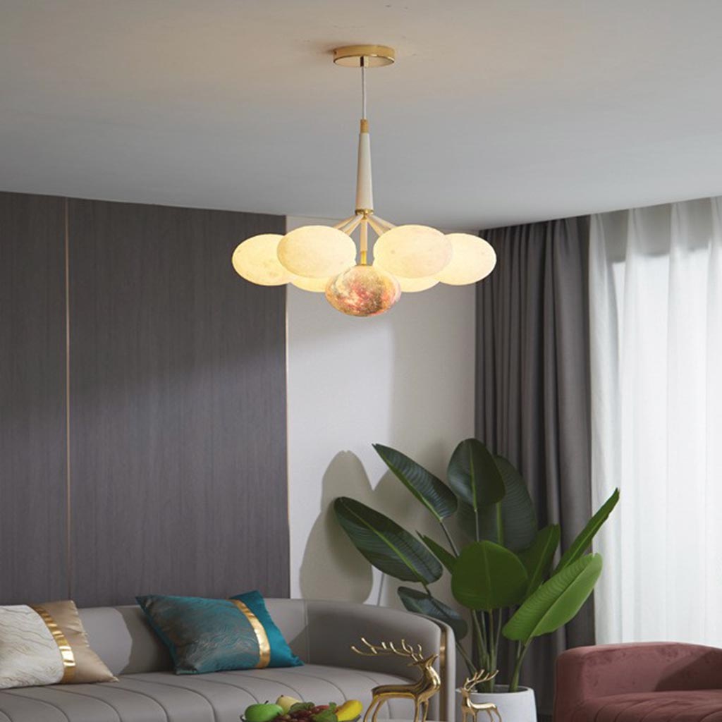 Chandelier Ceiling Light Fixture Bubble Nordic 3D Printed Moon