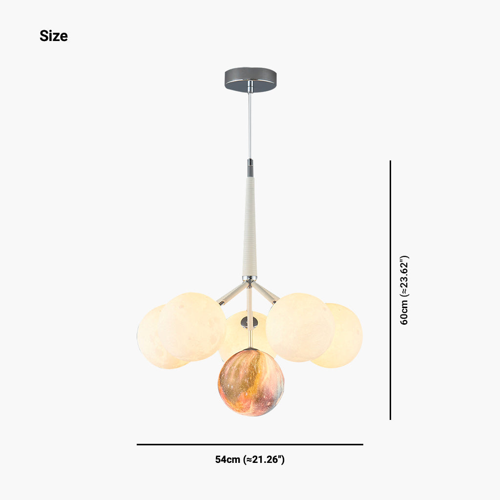 Chandelier Ceiling Light Fixture Bubble Nordic 3D Printed Moon
