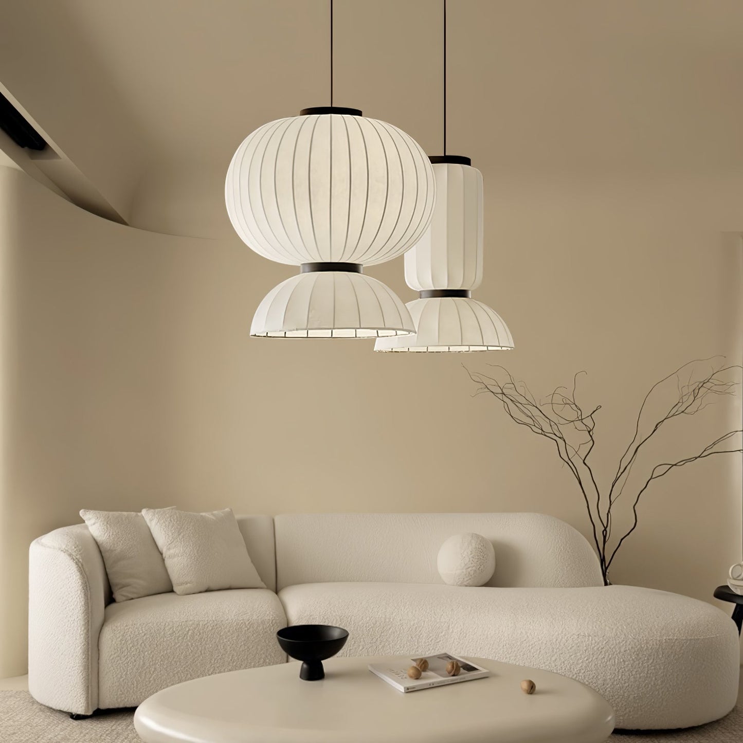 Mulberry Silk Pendant Lantern Light