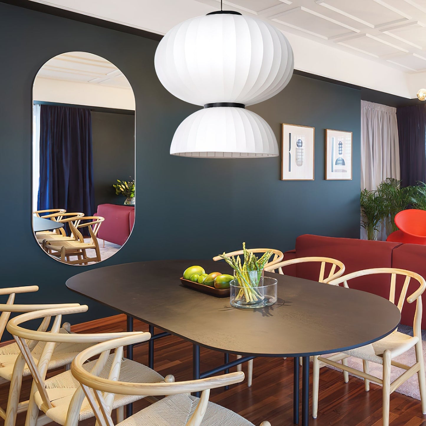 Mulberry Silk Pendant Lantern Light