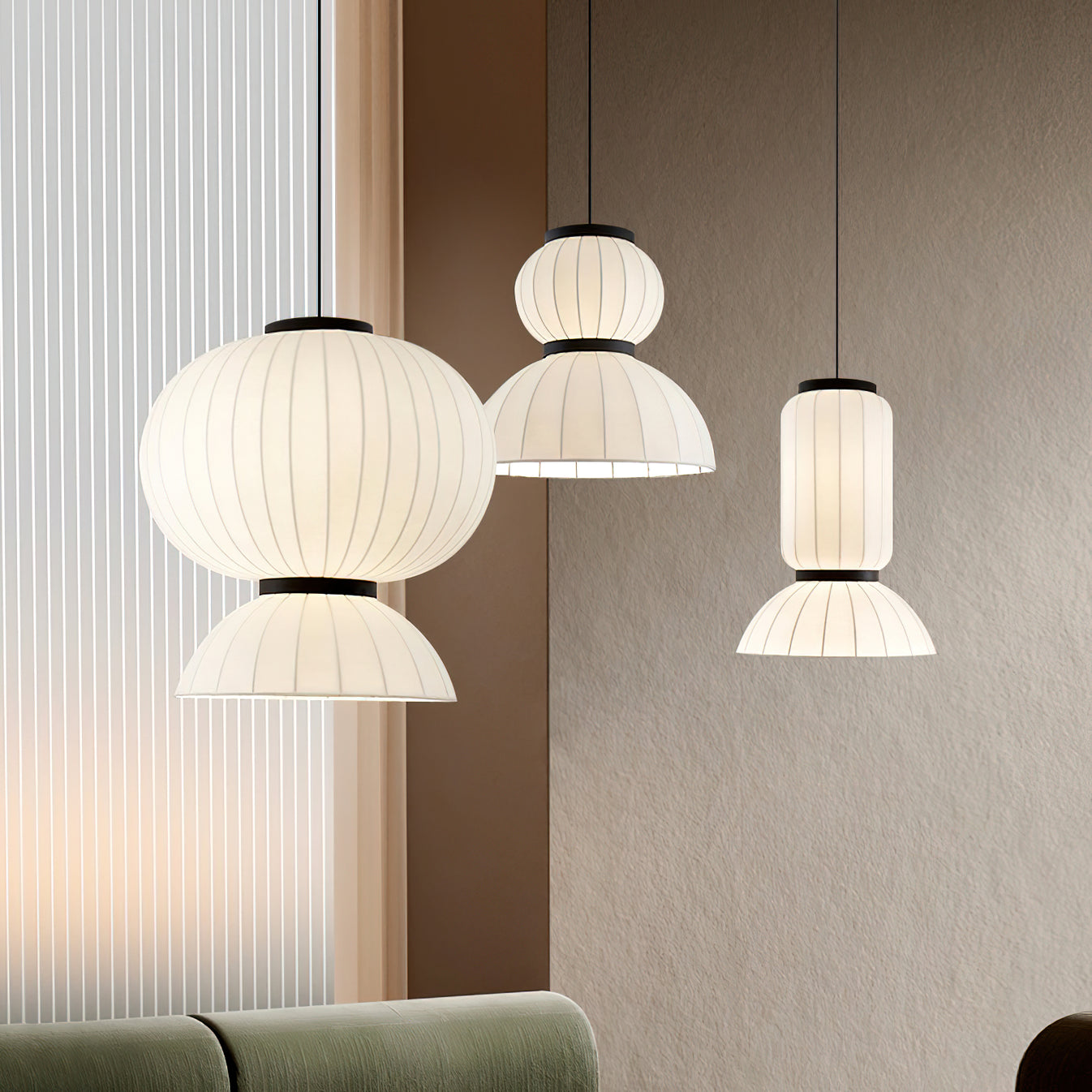 Mulberry Silk Pendant Lantern Light