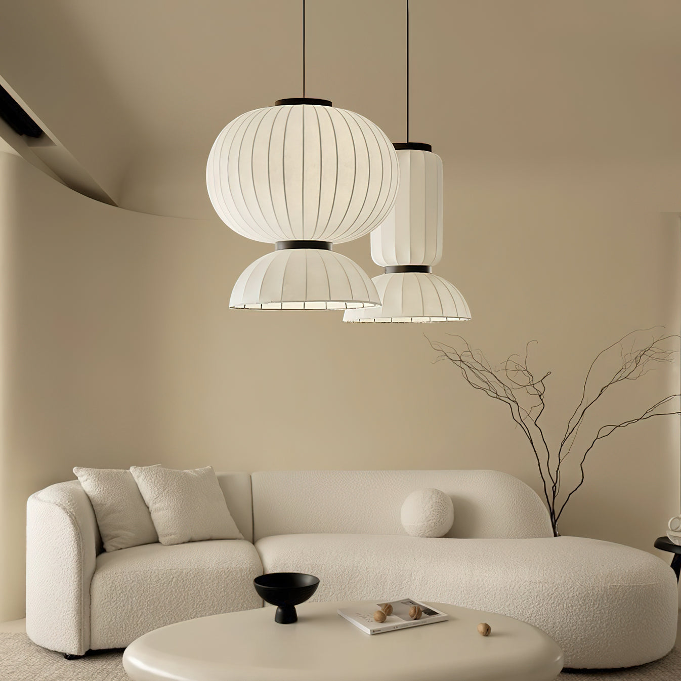 Mulberry Silk Pendant Lantern Light