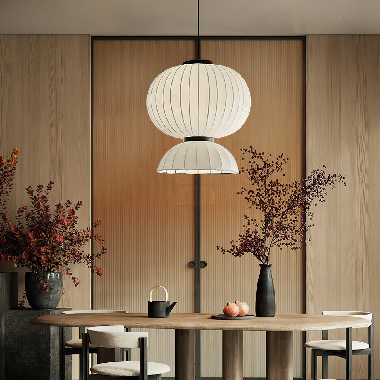 Mulberry Silk Pendant Lantern Light