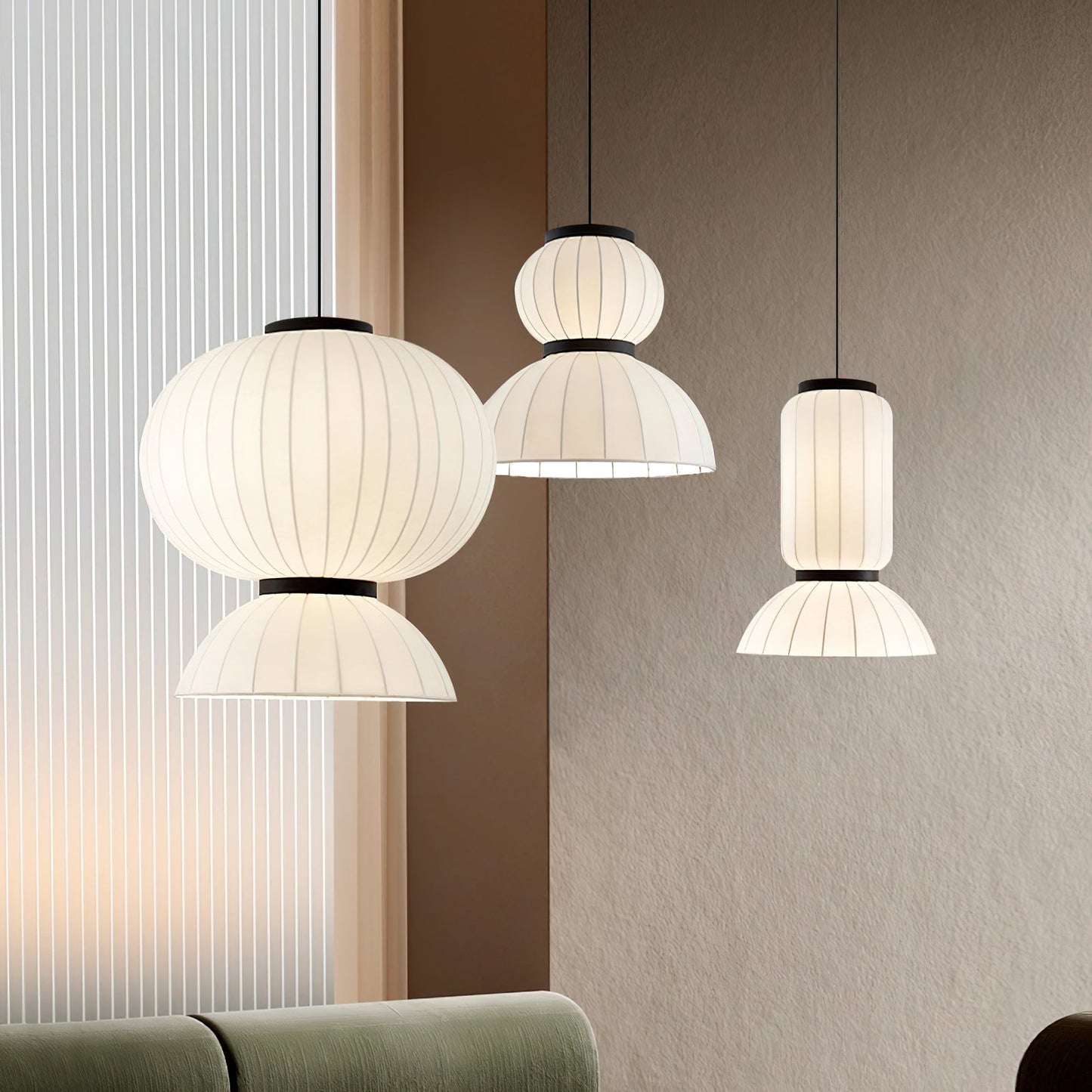 Mulberry Silk Pendant Lantern Light