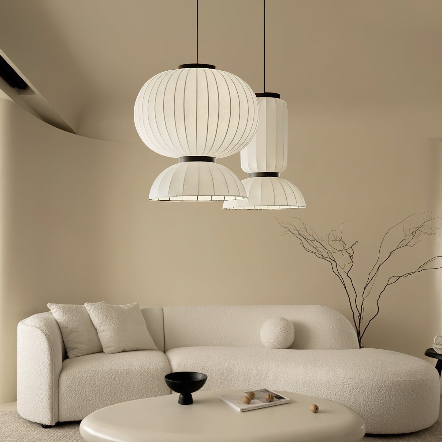 Mulberry Silk Pendant Lantern Light