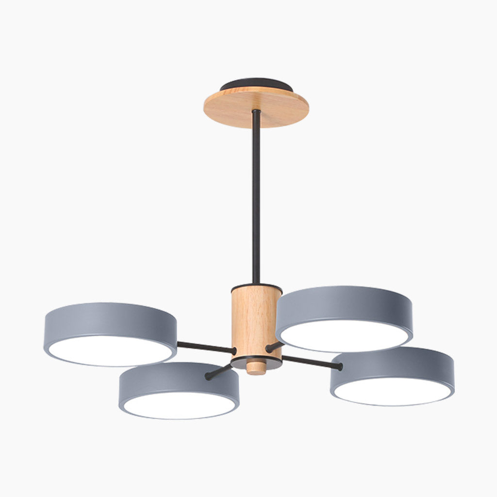 Chandelier Ceiling Light Multi Arm LED Nordic Style, Metal & Wood