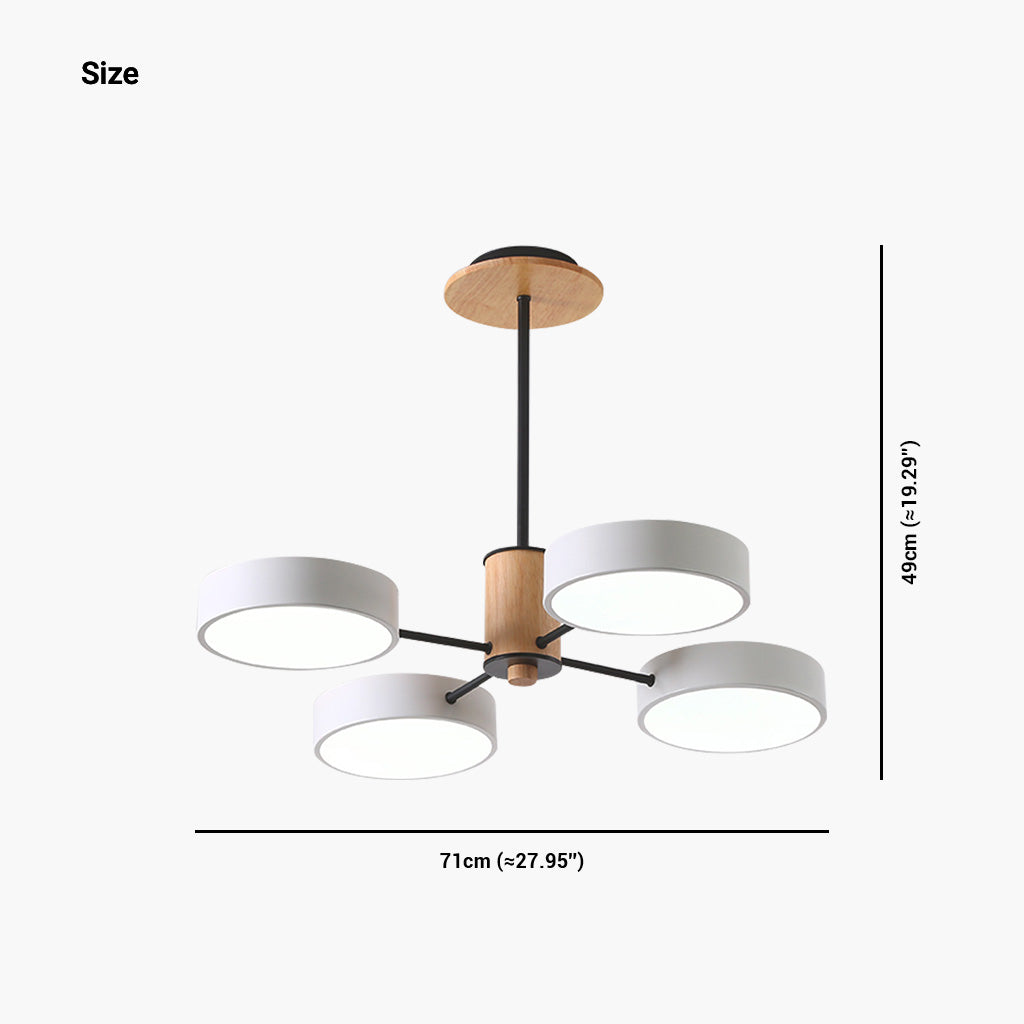 Chandelier Ceiling Light Multi Arm LED Nordic Style, Metal & Wood