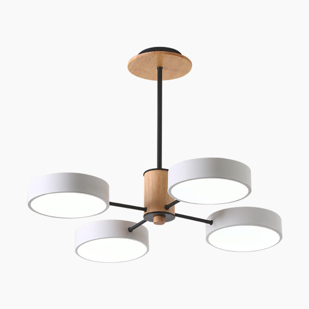Chandelier Ceiling Light Multi Arm LED Nordic Style, Metal & Wood