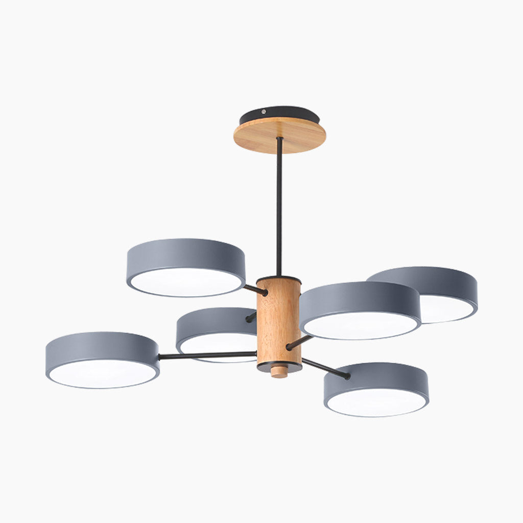 Chandelier Ceiling Light Multi Arm LED Nordic Style, Metal & Wood