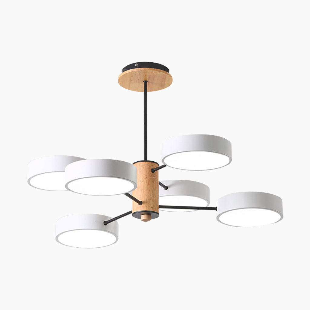 Chandelier Ceiling Light Multi Arm LED Nordic Style, Metal & Wood