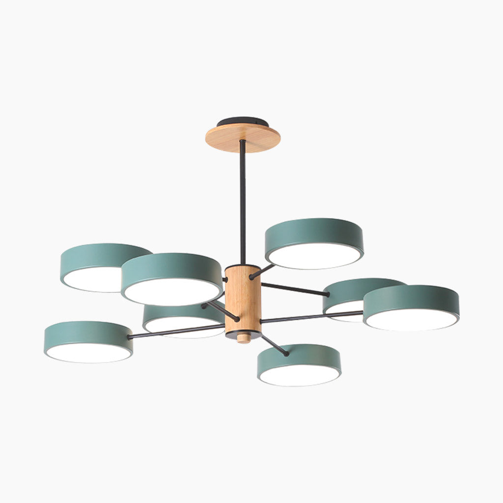 Chandelier Ceiling Light Multi Arm LED Nordic Style, Metal & Wood