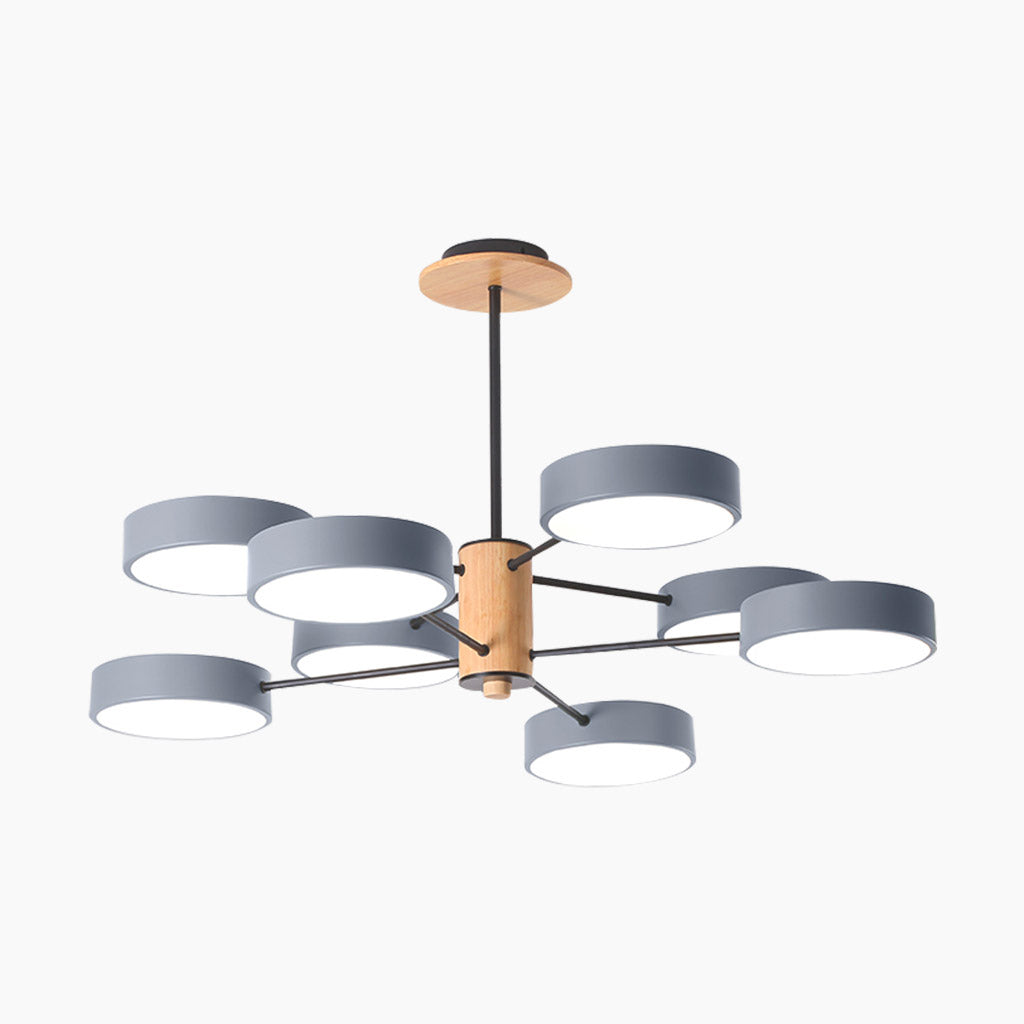 Chandelier Ceiling Light Multi Arm LED Nordic Style, Metal & Wood