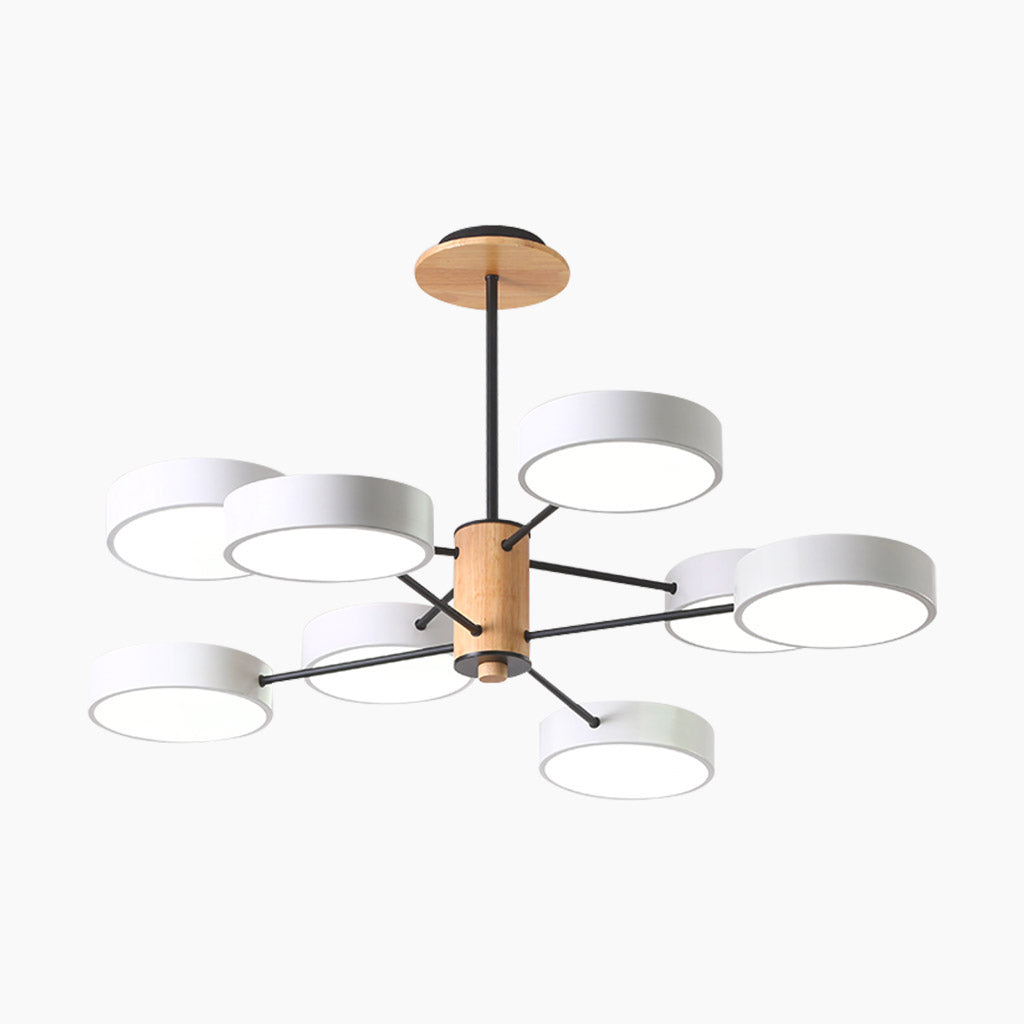 Chandelier Ceiling Light Multi Arm LED Nordic Style, Metal & Wood