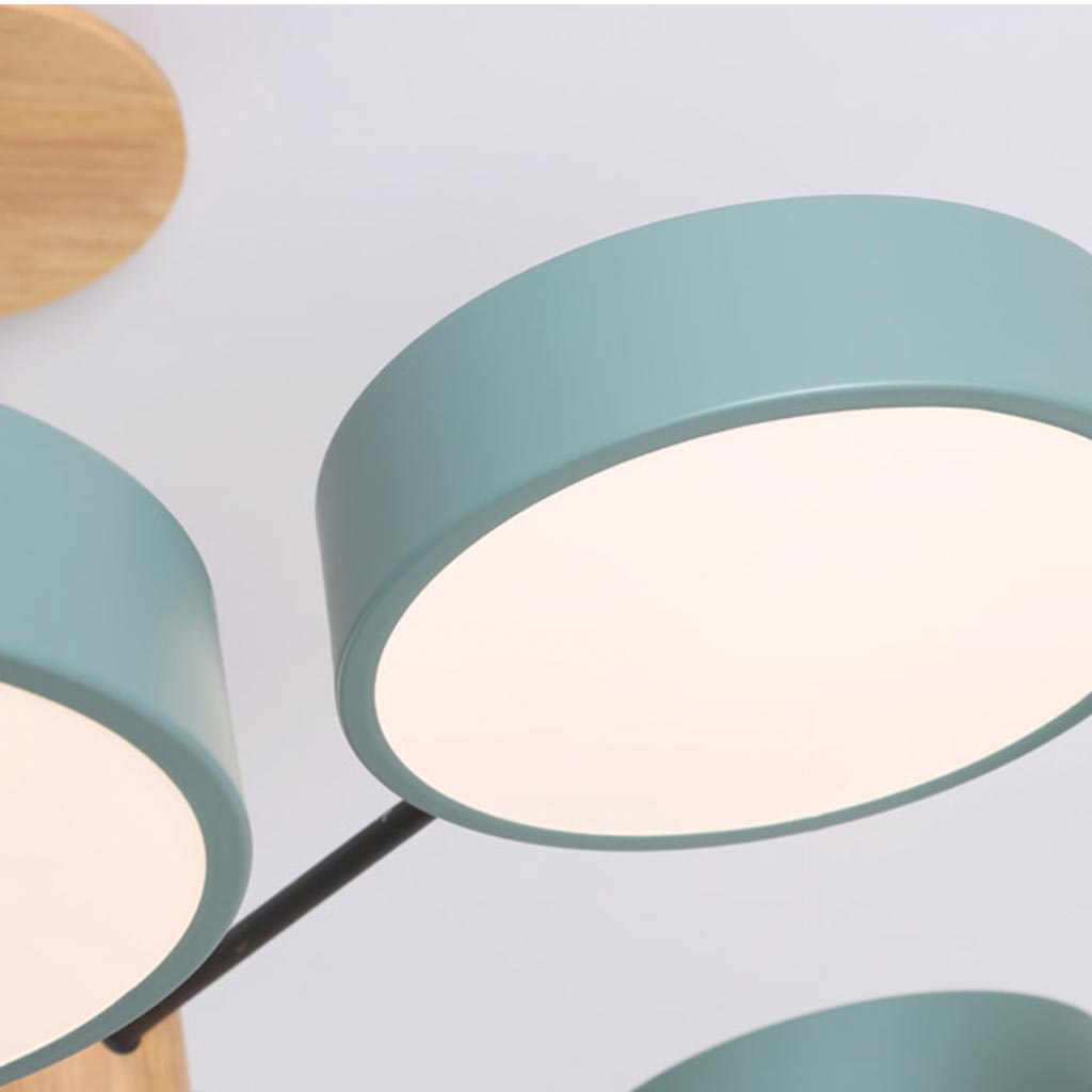 Chandelier Ceiling Light Multi Arm LED Nordic Style, Metal & Wood