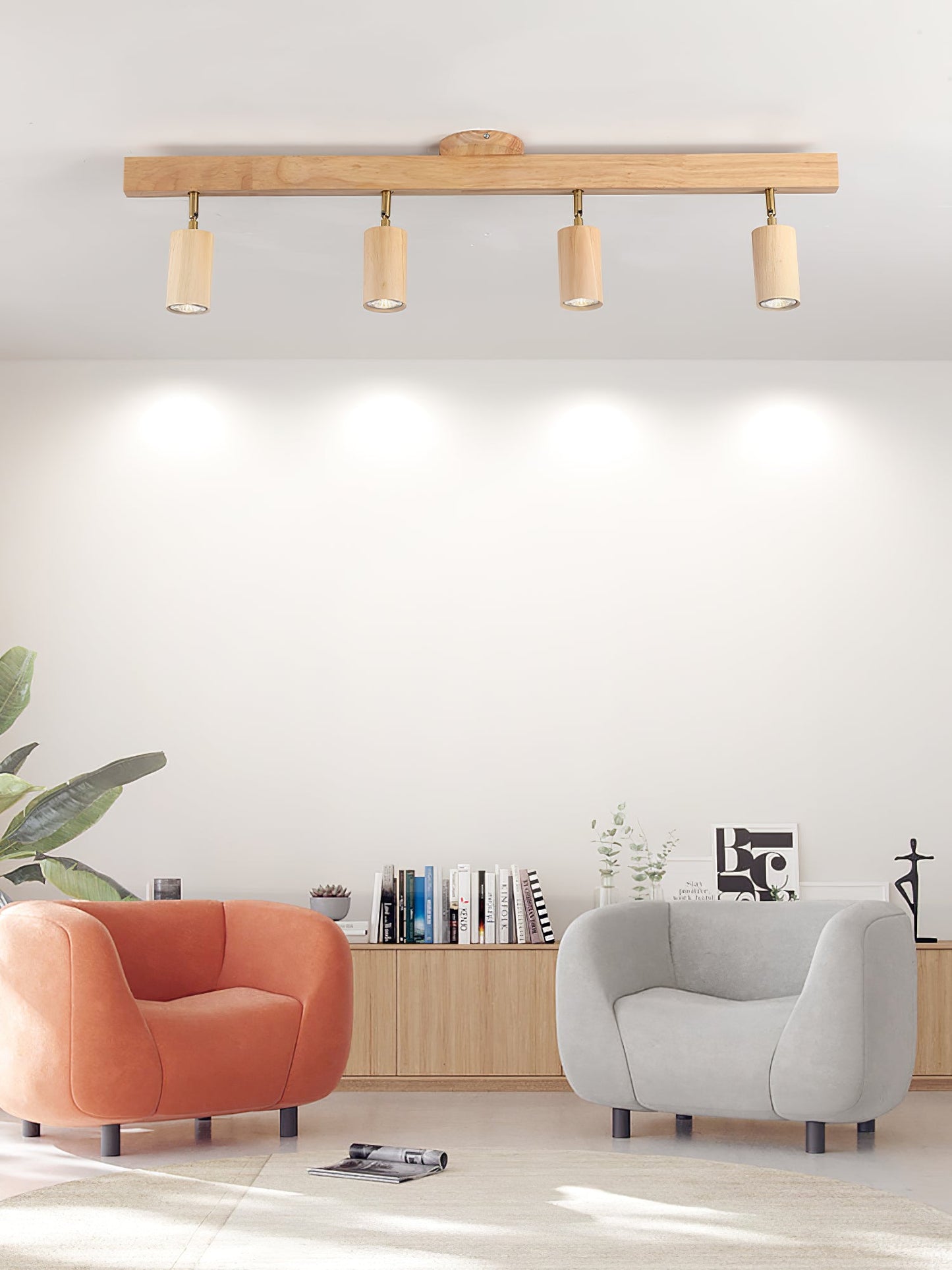 Natural Wood Beam Spotlight Fixture
