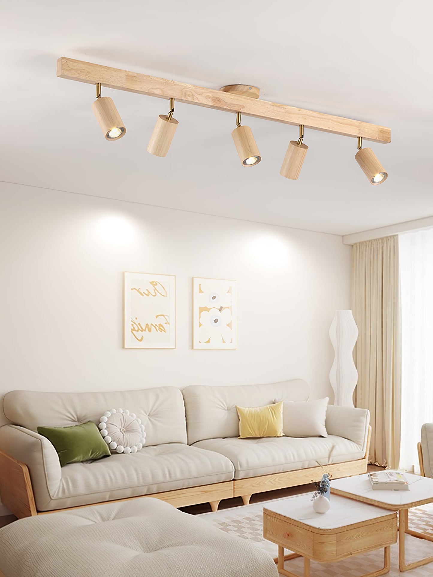 Natural Wood Beam Spotlight Fixture