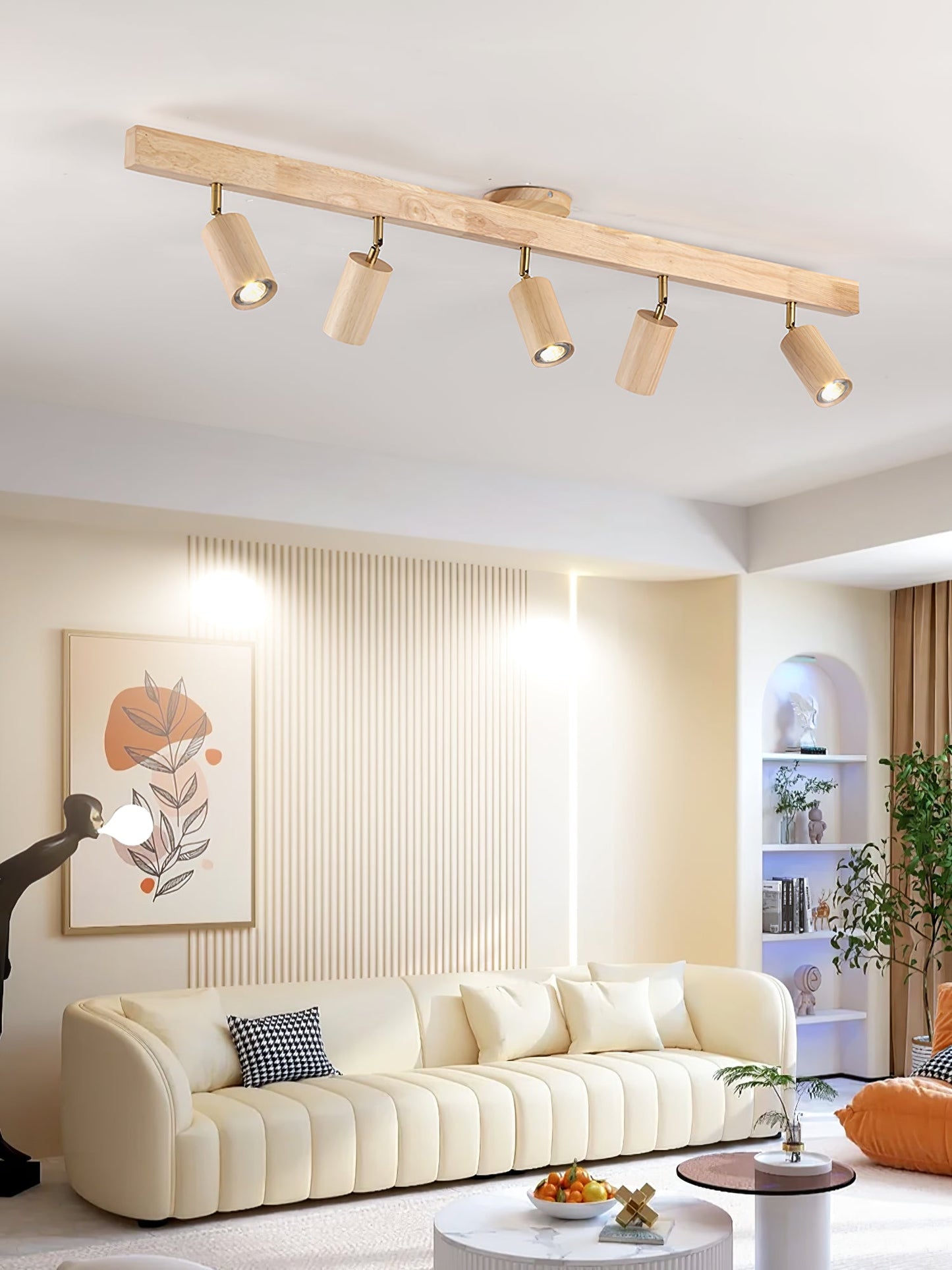 Natural Wood Beam Spotlight Fixture
