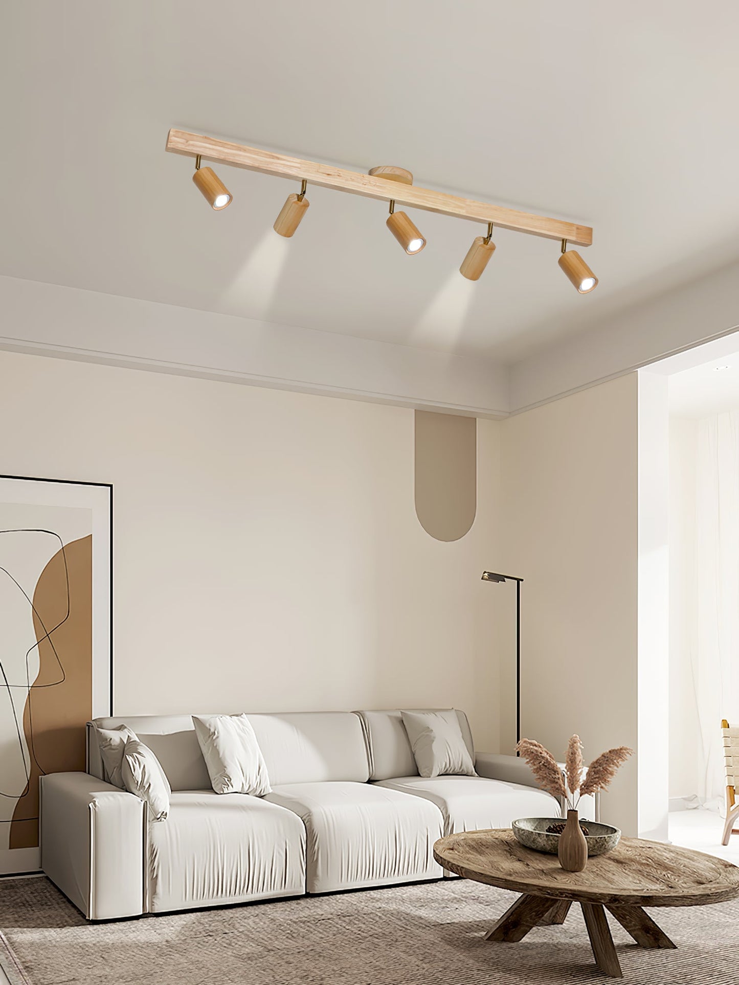 Natural Wood Beam Spotlight Fixture